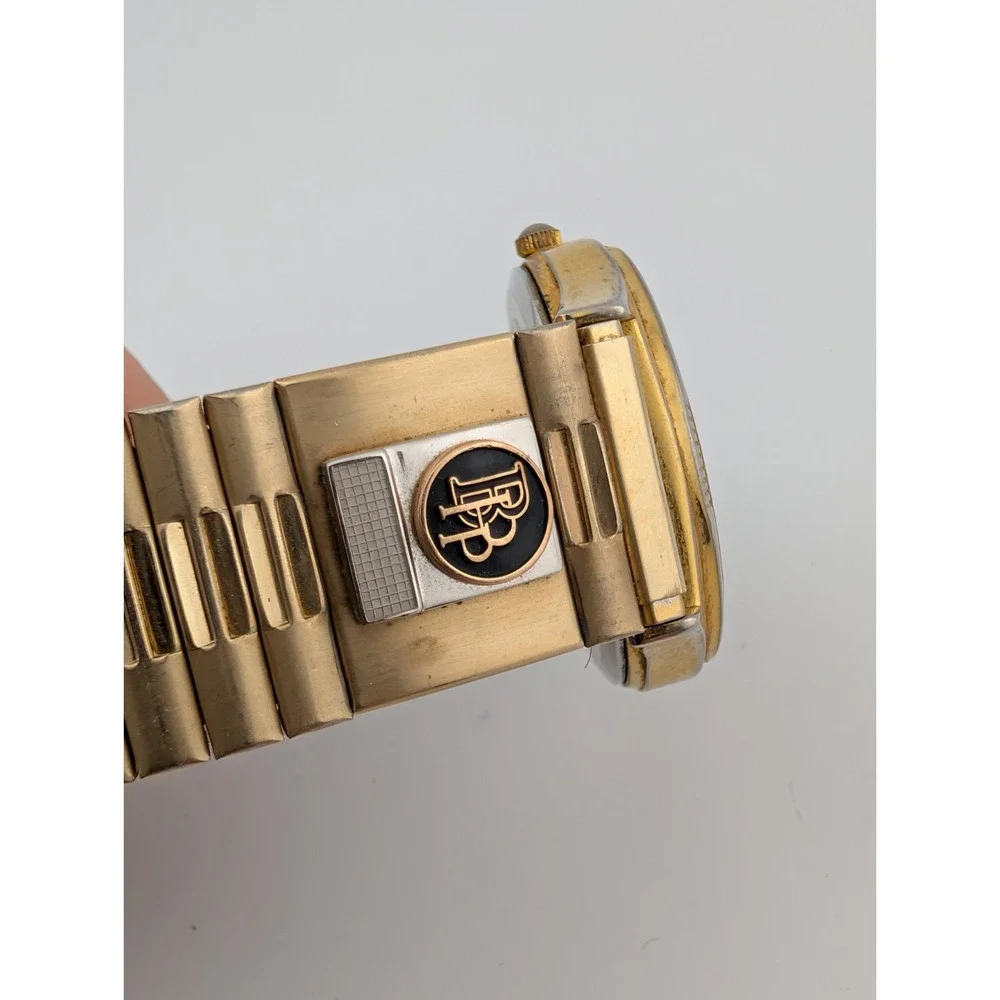 Vintage Rustler Watch Men 34mm Case Gold Stretch Band BPP‎ Monogram- New Battery